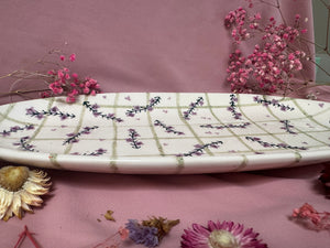 Oval Platter Sml ~ Green Gingham Florals