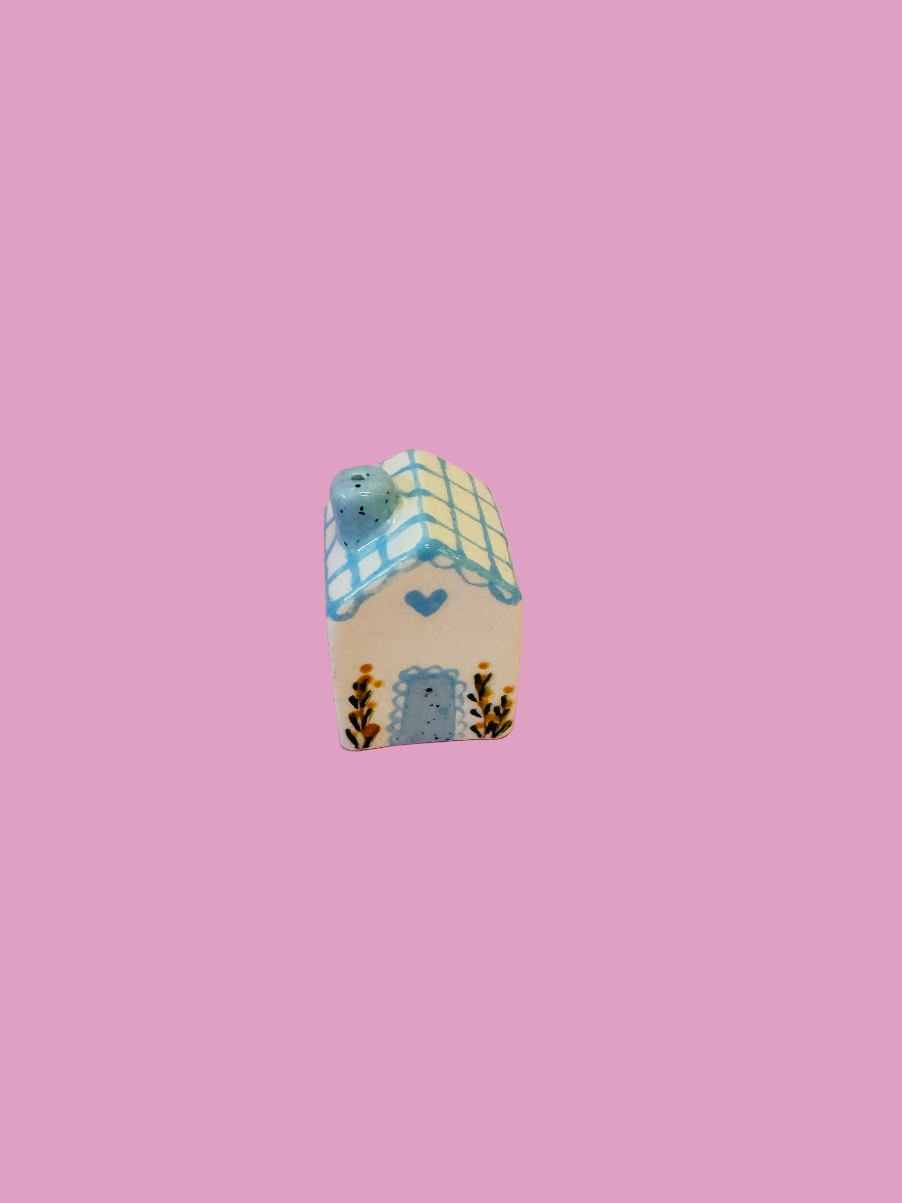 Ceramic House Tiny ~ Blue Florals