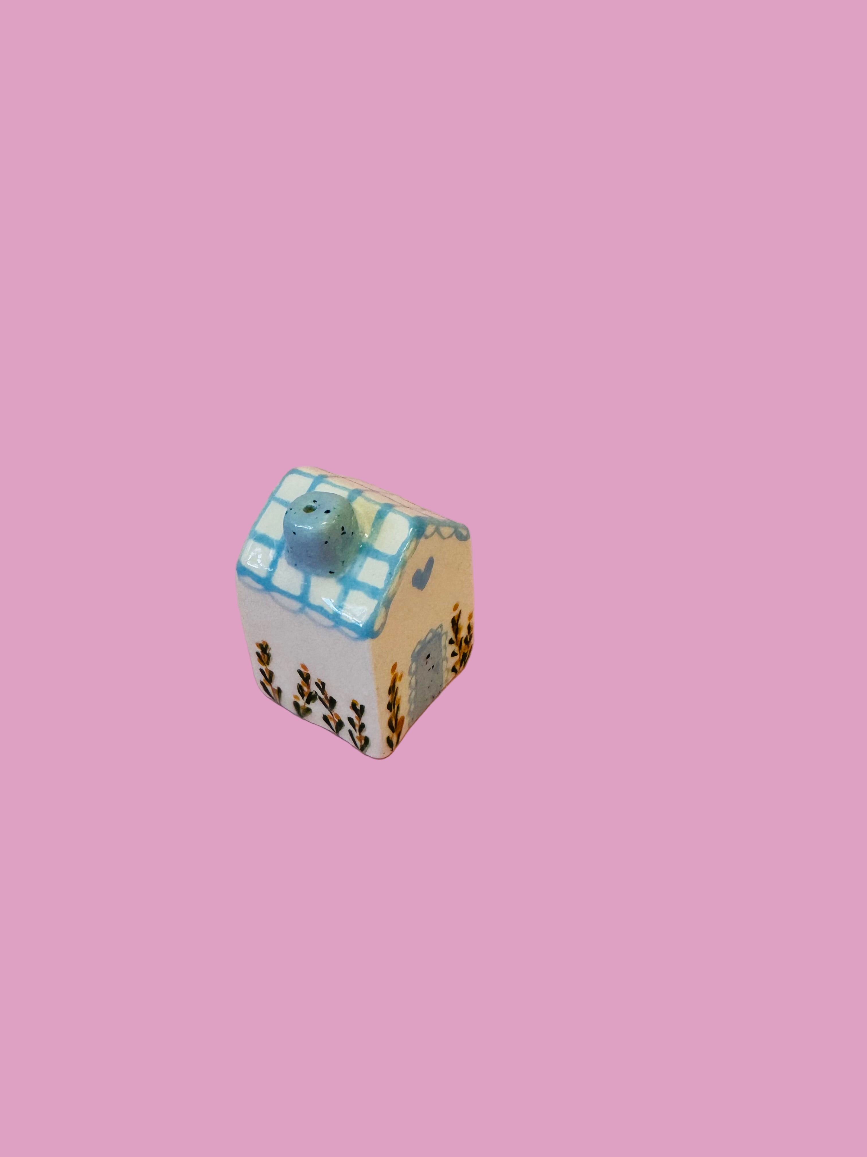 Ceramic House Tiny ~ Blue Florals