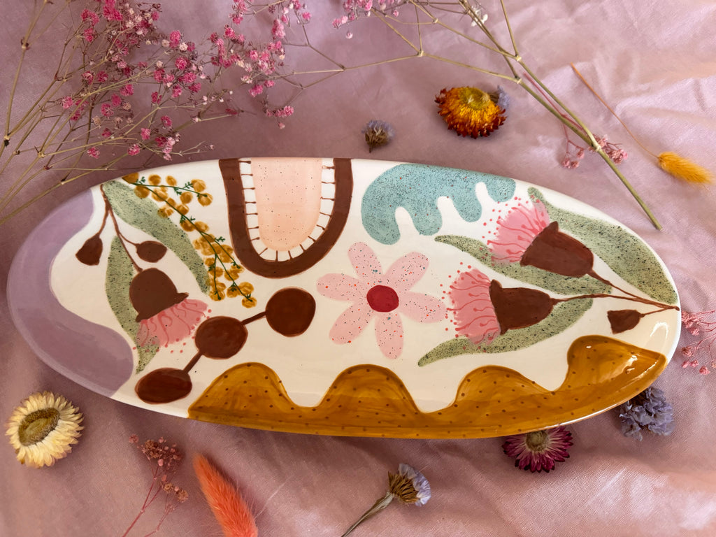 Seconds Sale Oval Platter Sml ~ Gum Blossoms / Wattle