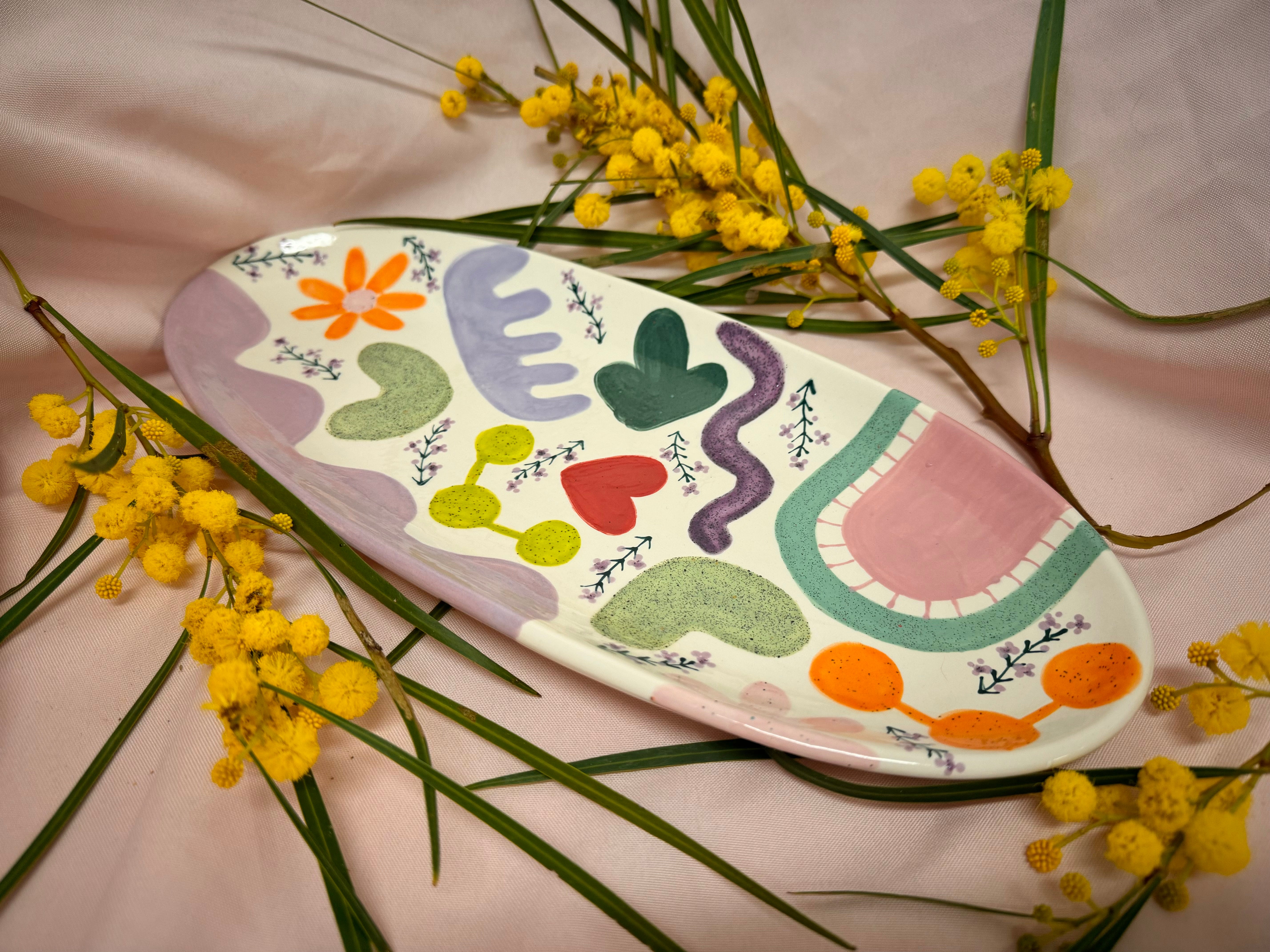 Oval Platter Sml ~ Geraldton Wax florals
