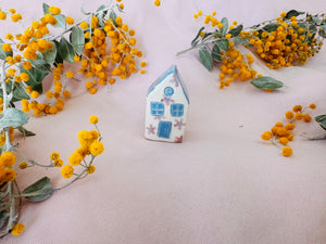 Ceramic House Tiny ~ Blue Floral