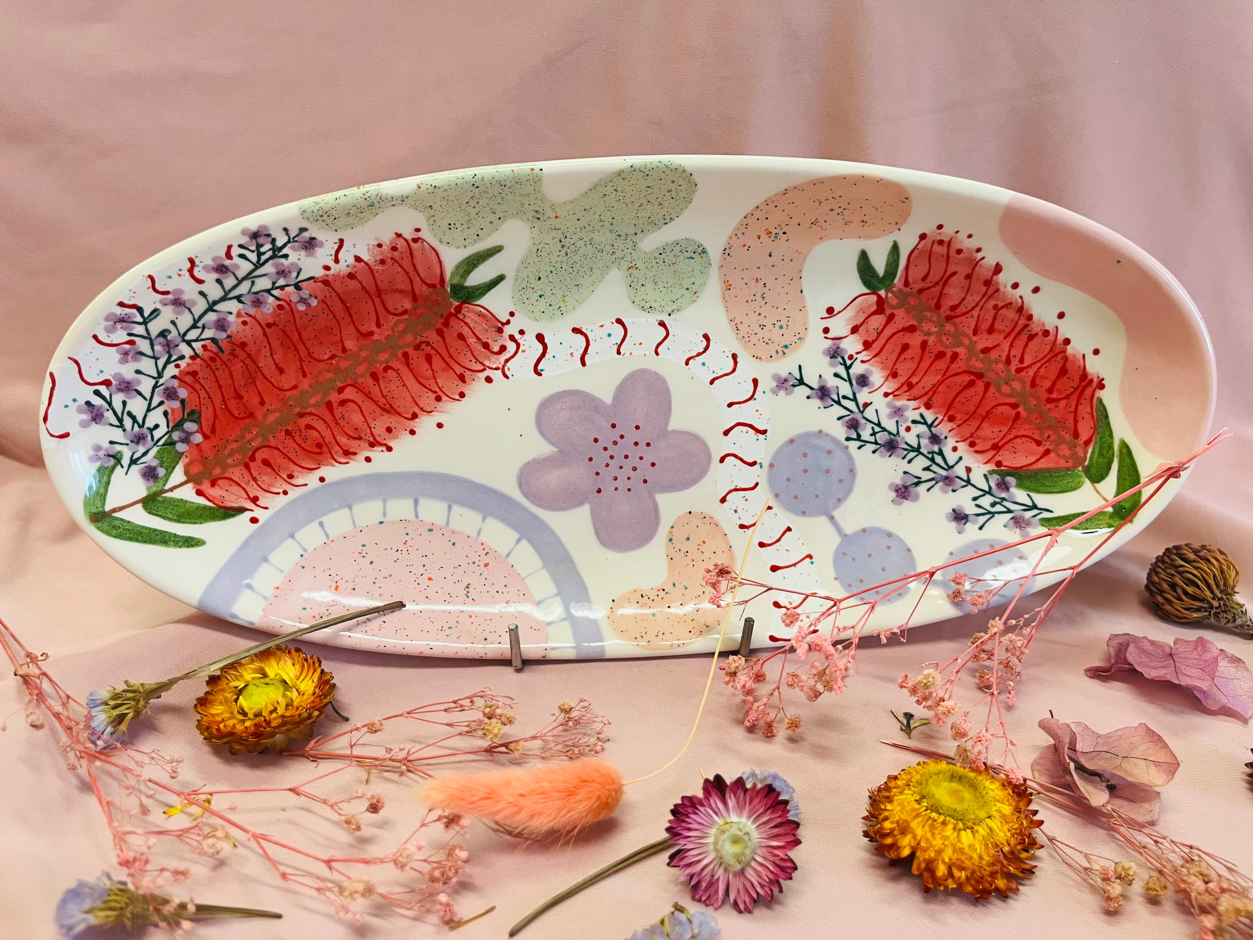 Oval Platter Sml ~ Bottle Brush / Gereldton Wax