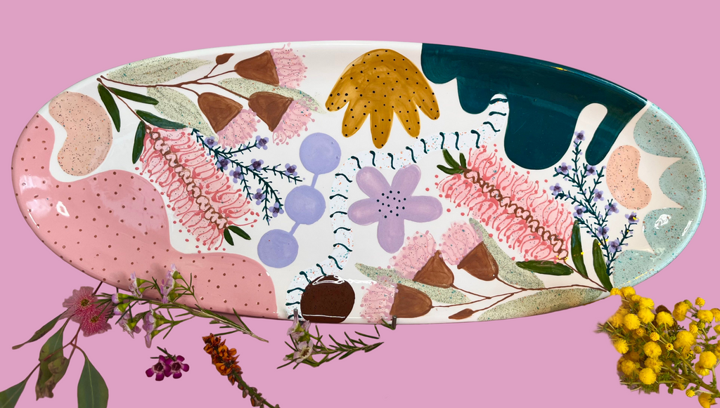 Painted to Order Oval Platter Lrg ~ Mixed Florals
