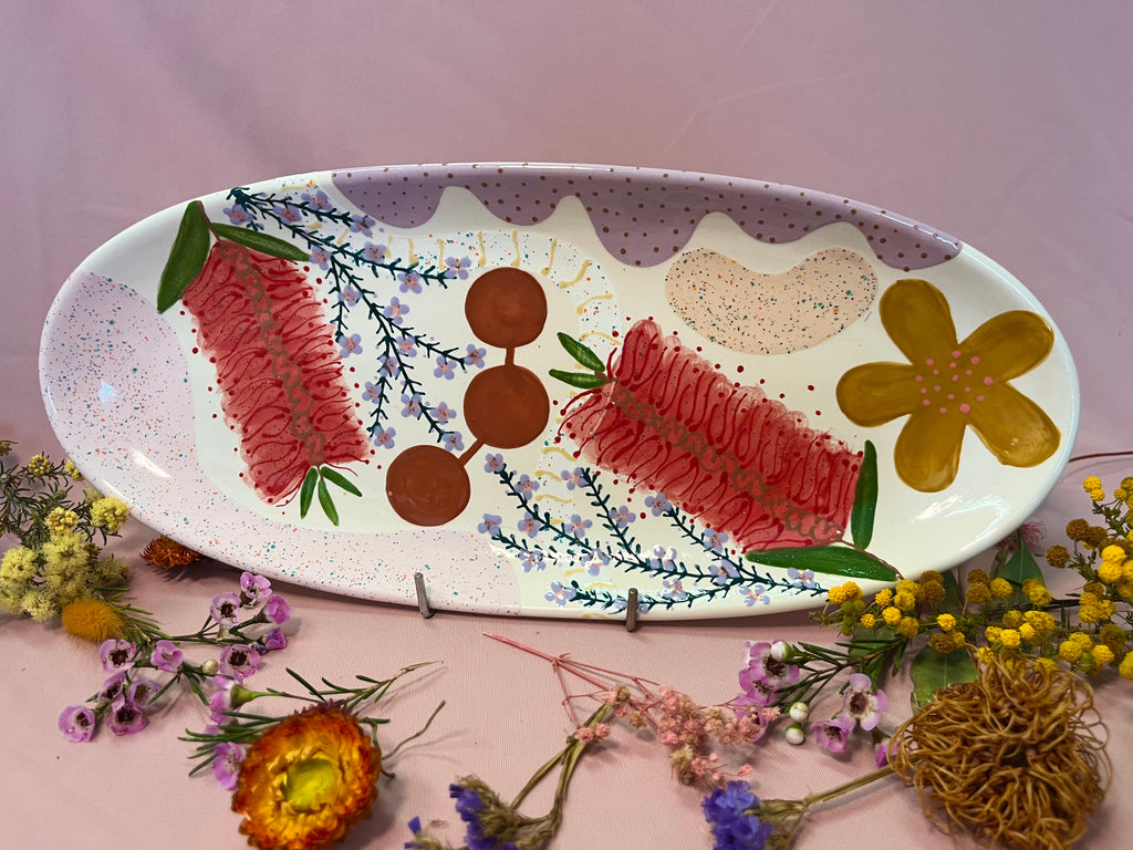 Painted to Order Oval Platter Sml ~ Bottle Brush