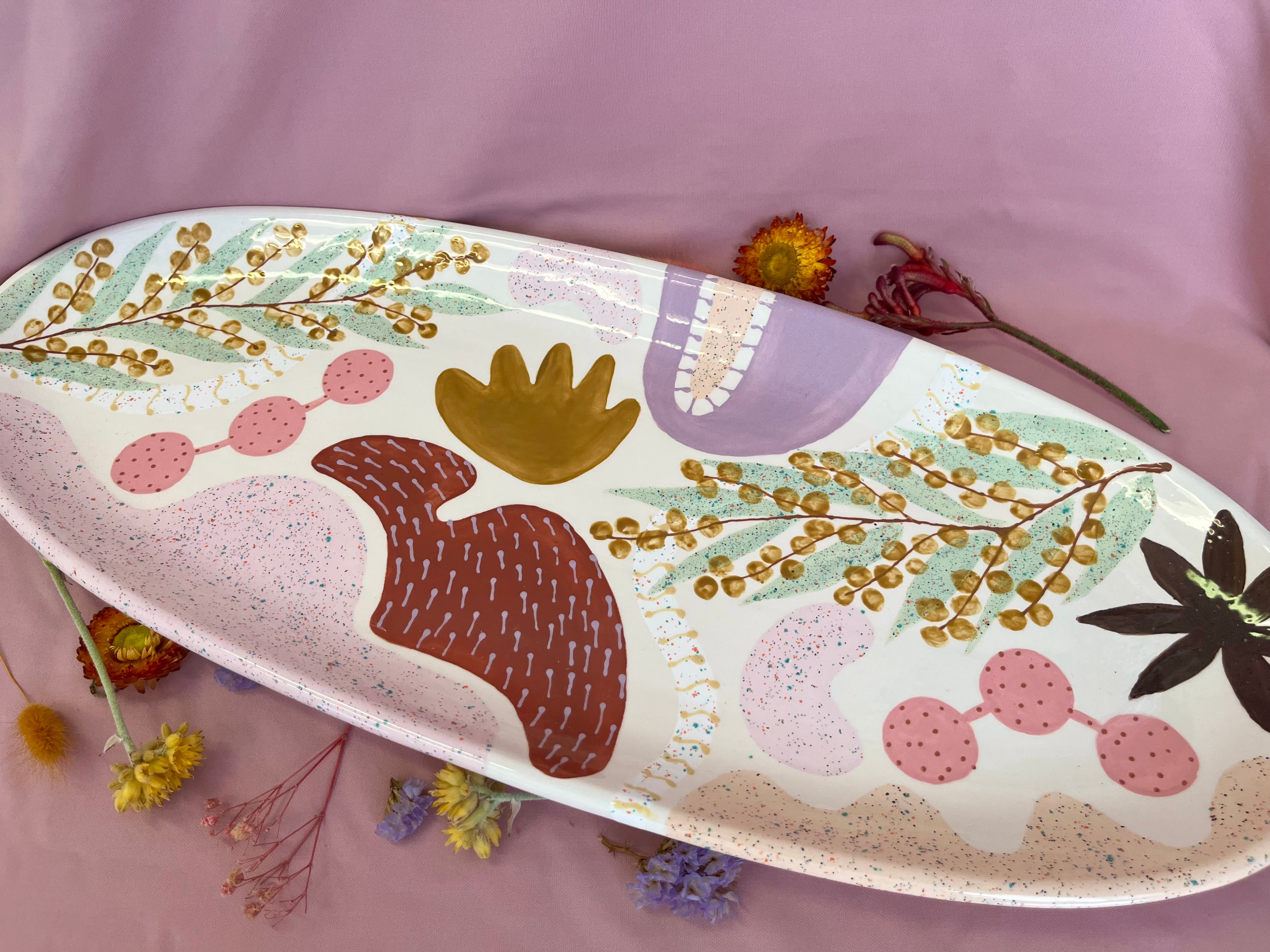 Painted to Order ~ Oval Platter Lrg ~ Wattle