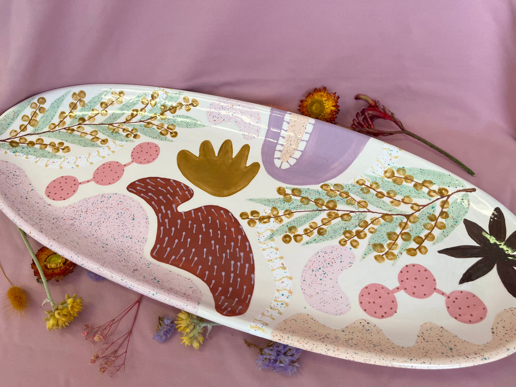 Painted to Order ~ Oval Platter Lrg ~ Wattle