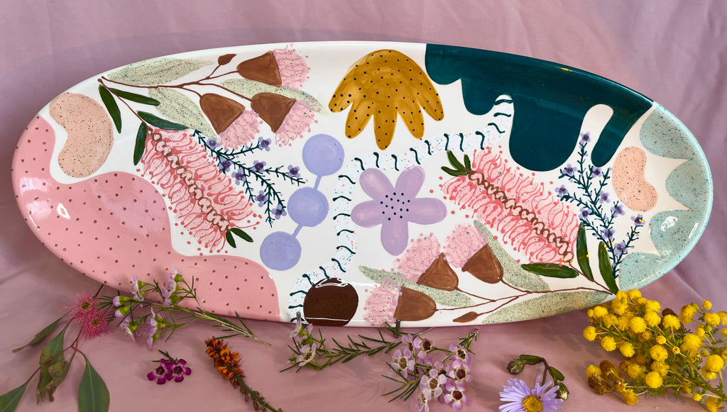 Painted to Order Oval Platter Lrg ~ Mixed Florals