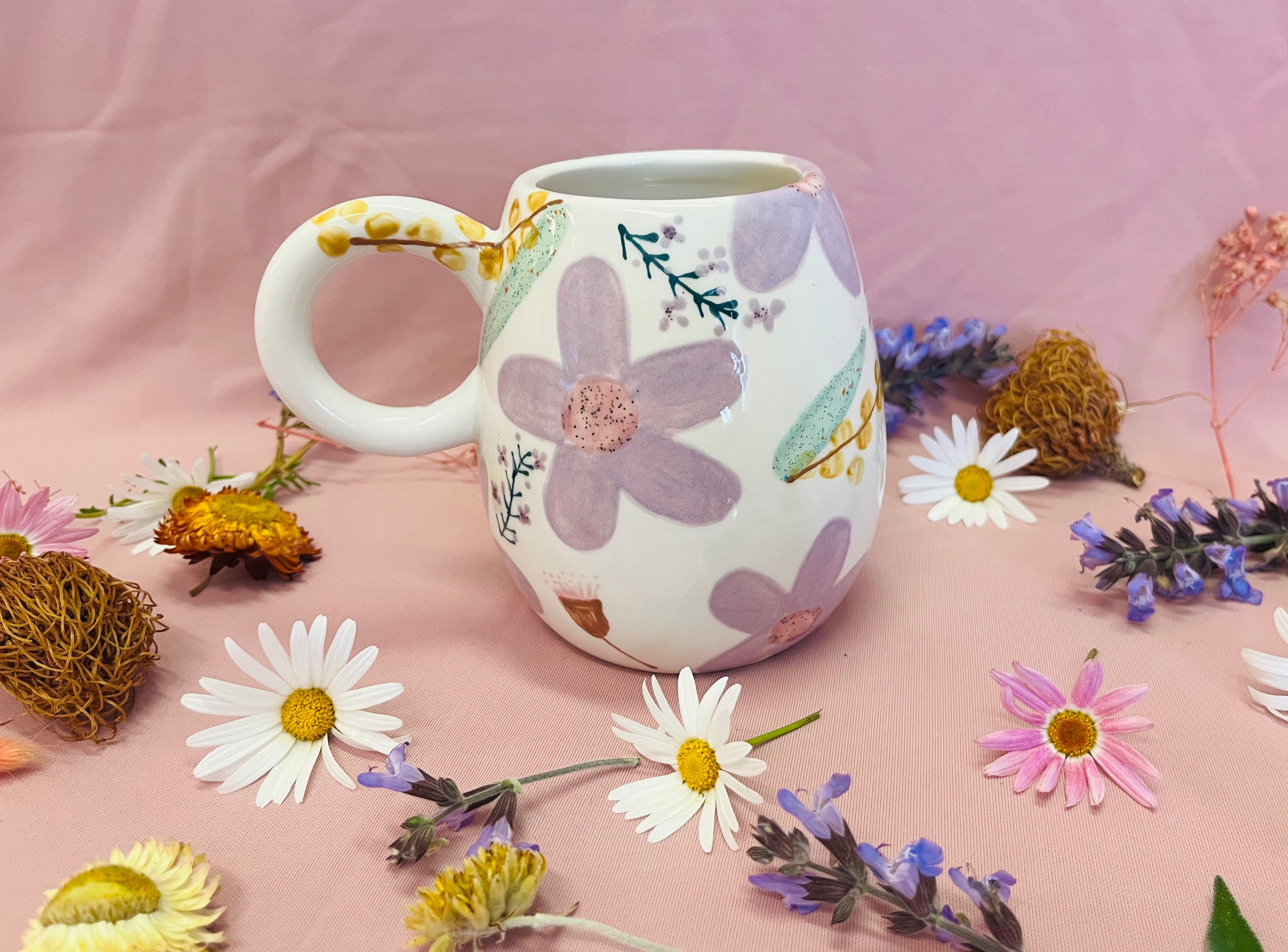 Painted to Order Hug Mug ~ Floral Sprigs