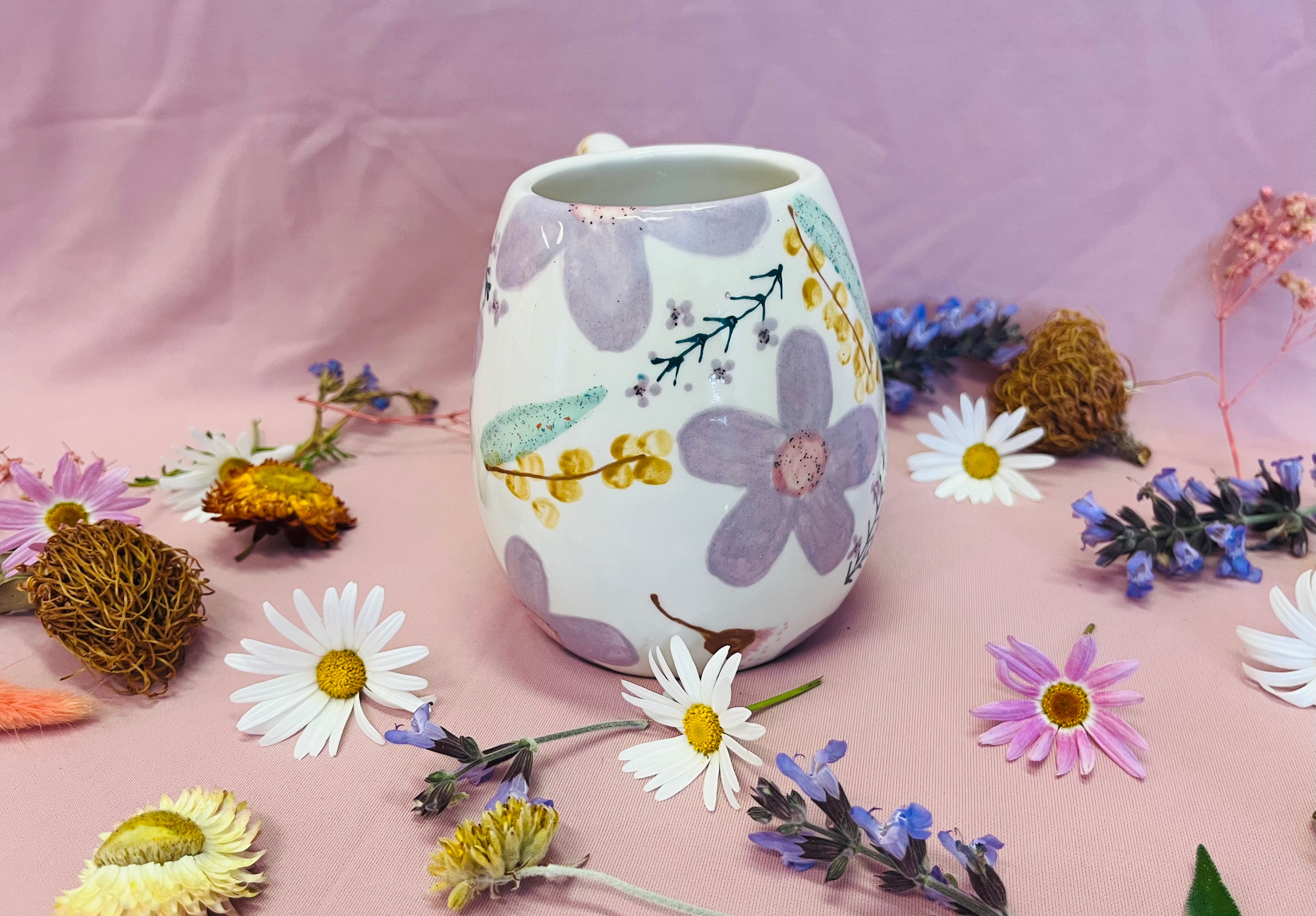Painted to Order Hug Mug ~ Floral Sprigs